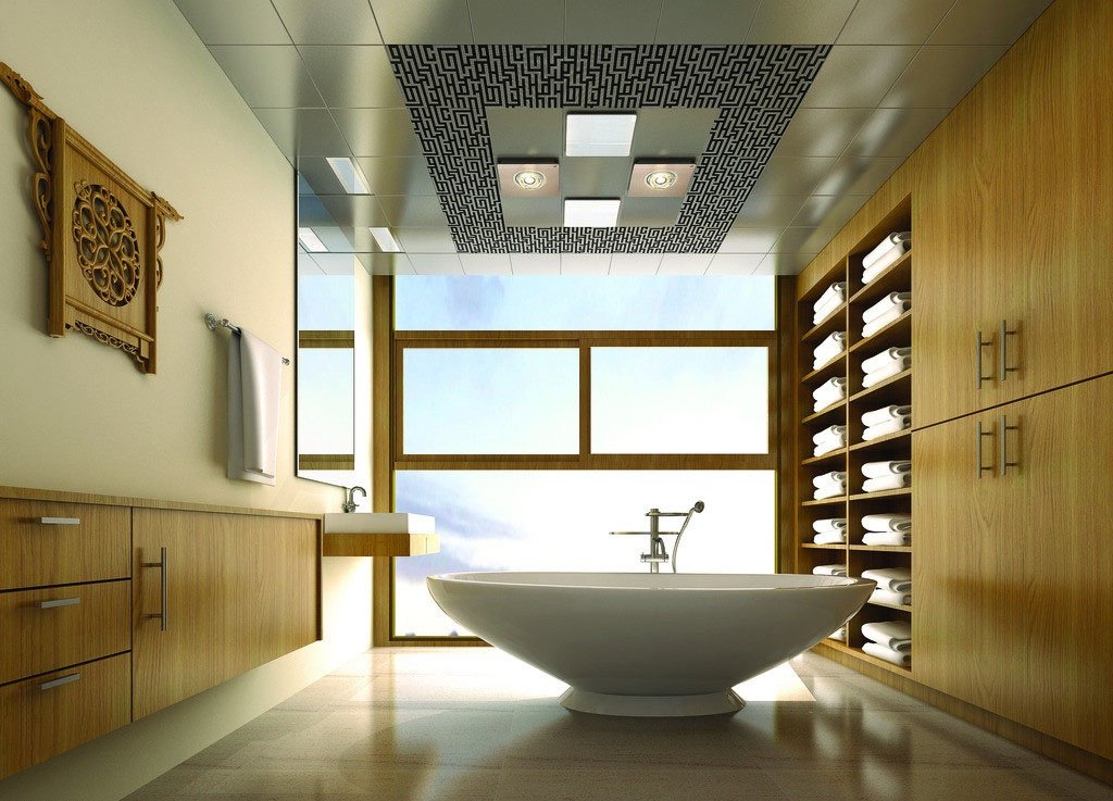дизайнерский потолок в ванной